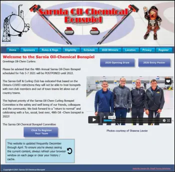 Website Design for Sarnia Oil-Chemical Bonspiel